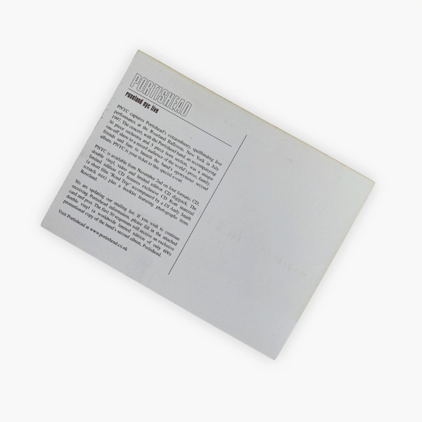 1995 PORTISHEAD DUMMY TOUR BOOKLET