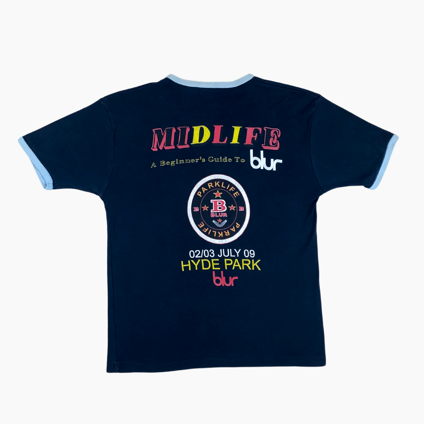 2009 BLUR LIVE AT HYDE PARK RINGER T-SHIRT | L