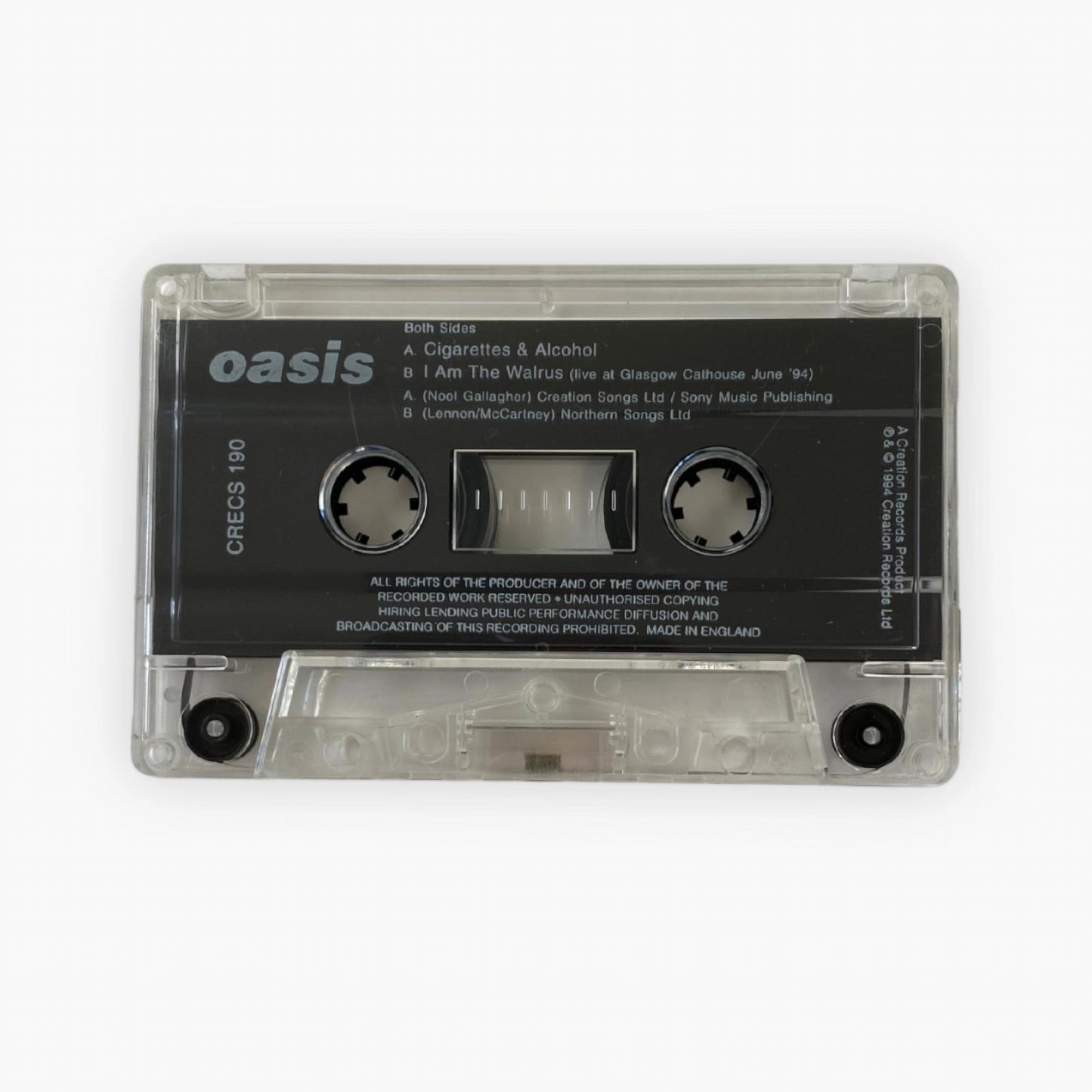 1994 OASIS CIGARETTES & ALCOHOL CASSETTE