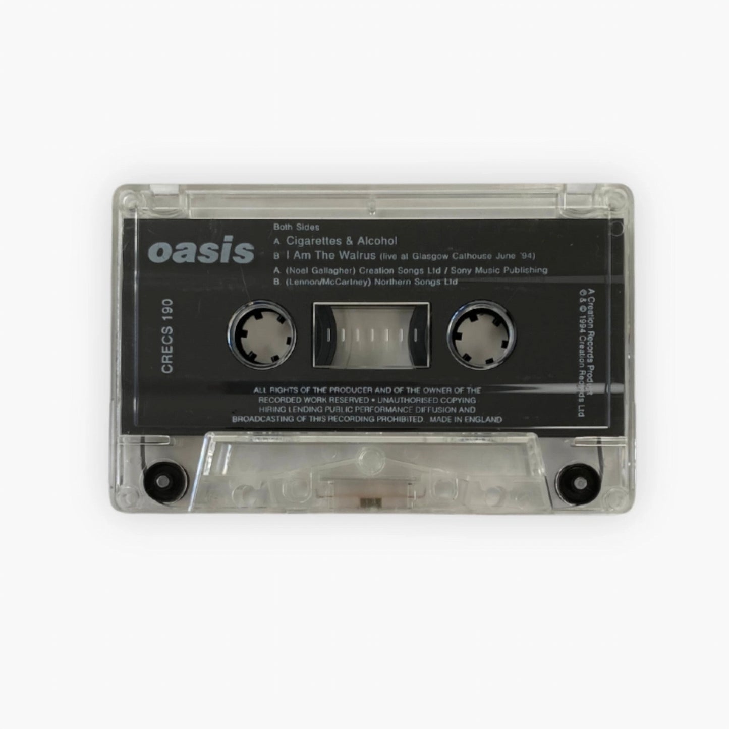1994 OASIS CIGARETTES & ALCOHOL CASSETTE