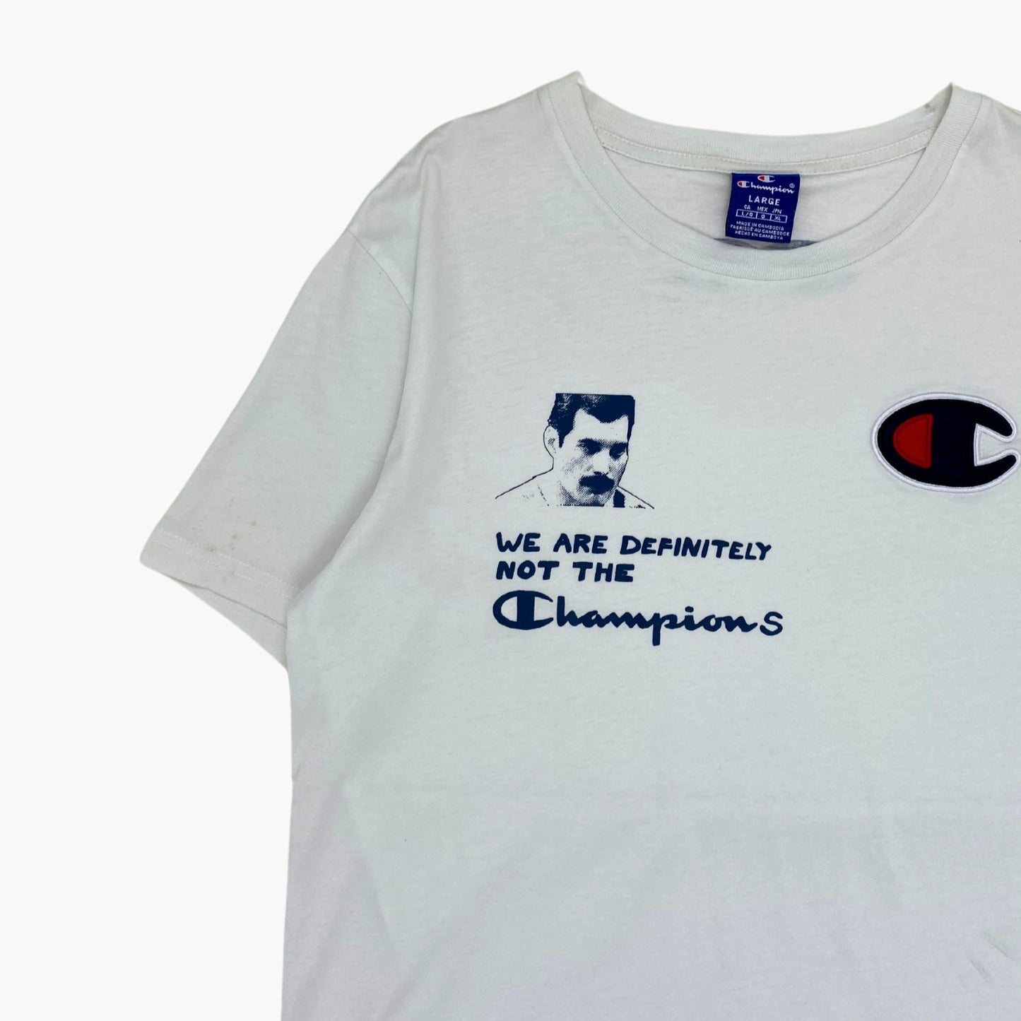 BLUEBOY X KNEDLO ZELO WEAR "WE ARE DEFINITELY NOT THE CHAMPIONS" T-SHIRT | L