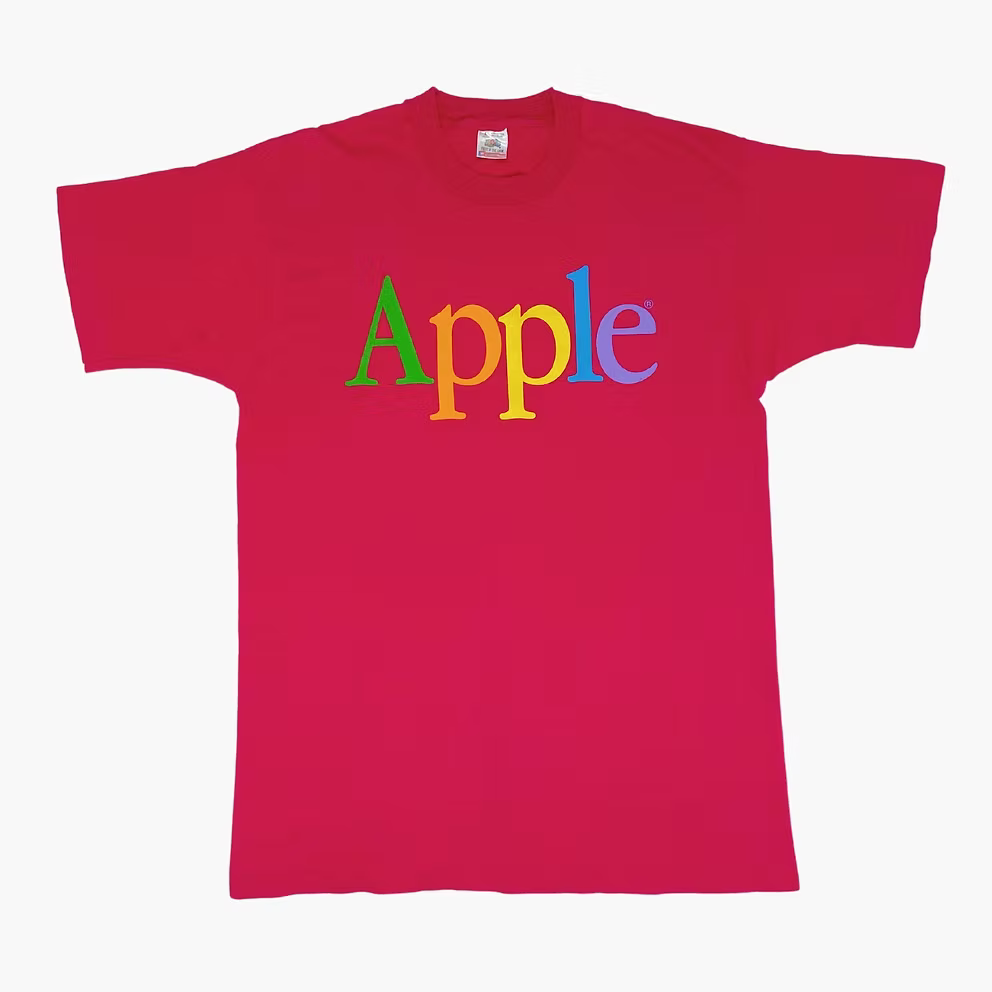 90S APPLE RAINBOW SPELL OUT T-SHIRT | L