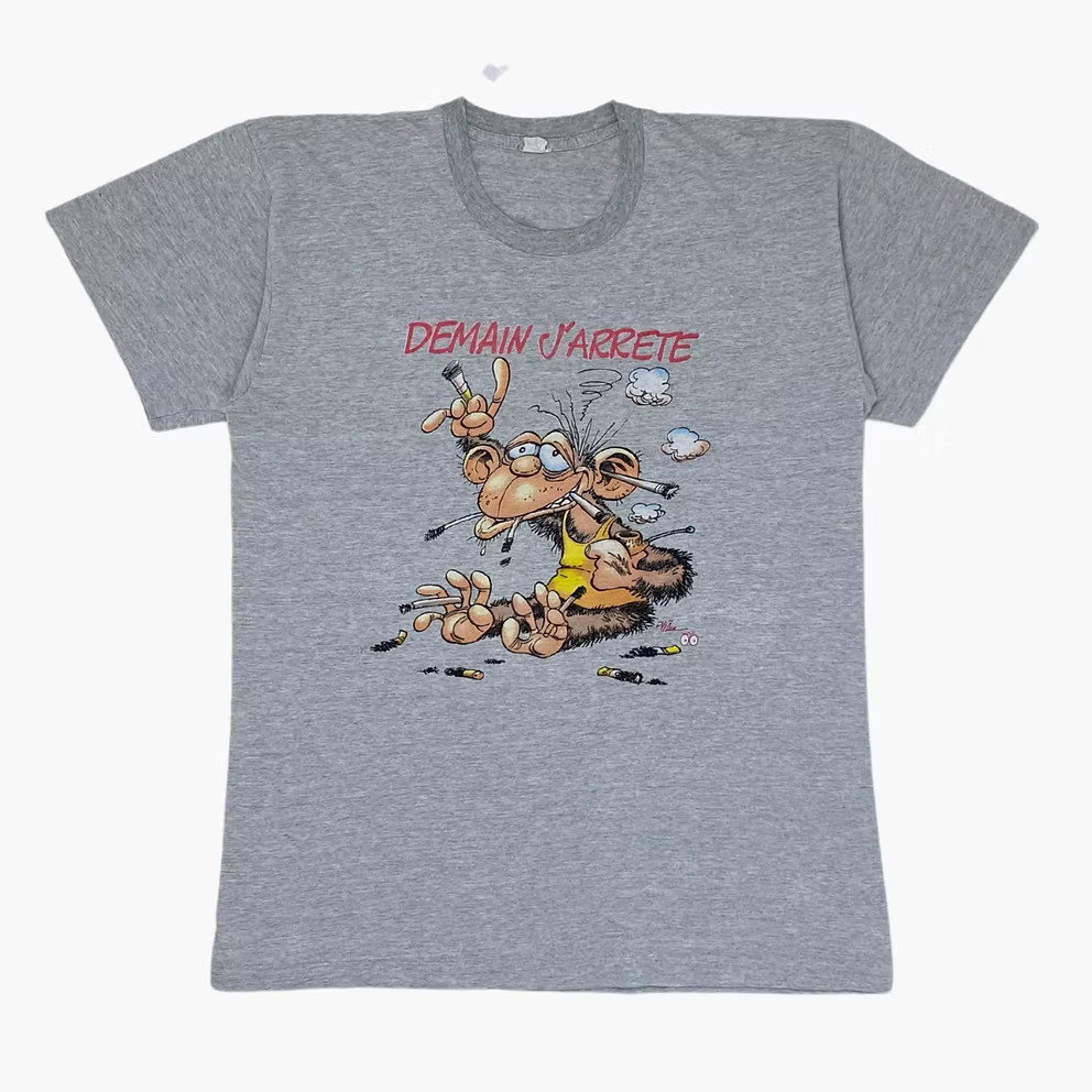 90S DEMAIN J'ARRETE SMOKING MONKEY T-SHIRT | L