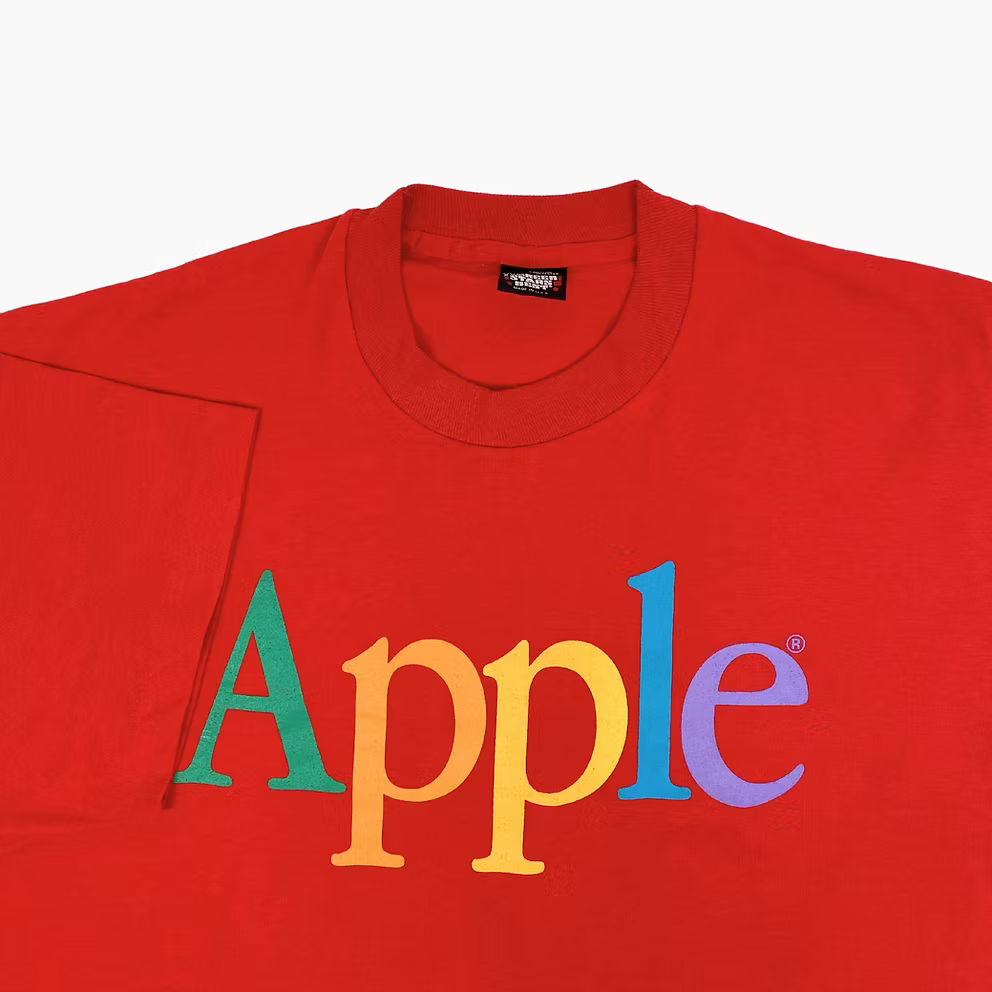 90S APPLE RAINBOW SPELL OUT T-SHIRT | XXL