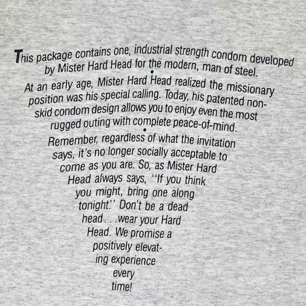 90S "CONDOM FOR GUYS WITH BIG HEADS" T-SHIRT