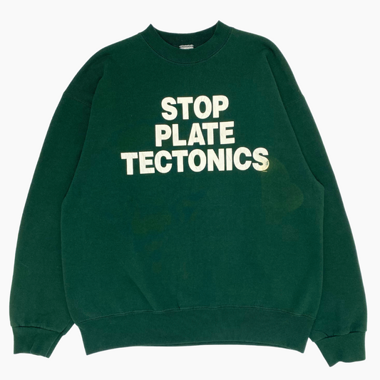 EARLY 90S 'STOP PLATE TECTONICS' SWEATER | XL