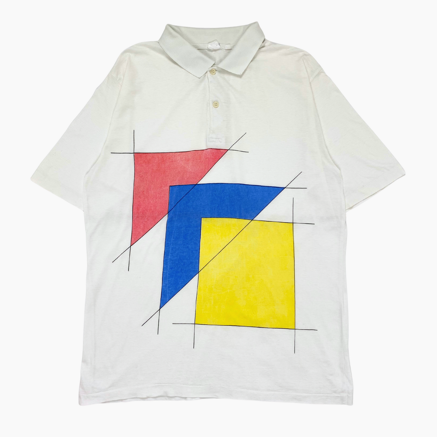 90S ABSTRACT ART POLO T-SHIRT | L
