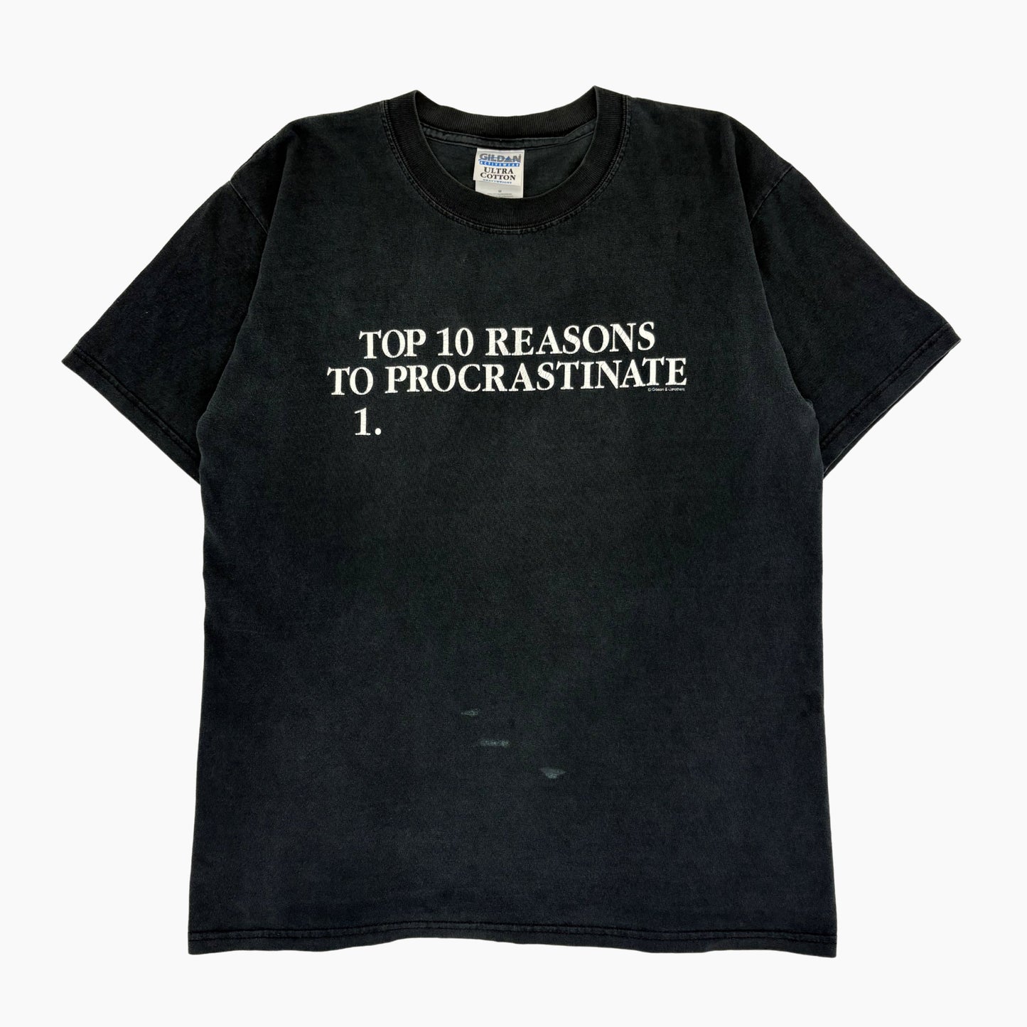 EARLY 00S 'REASONS TO PROCRASTINATE' T-SHIRT | M/L