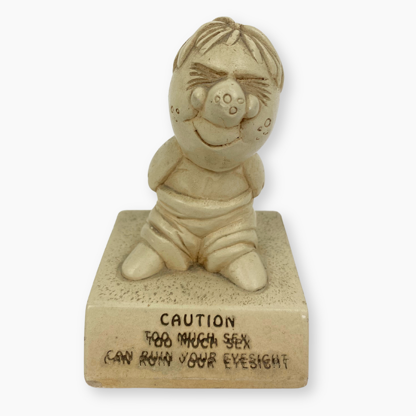 70S 'TOO MUCH SEX CAN RUIN YOUR EYESIGHT' SCULPTURE