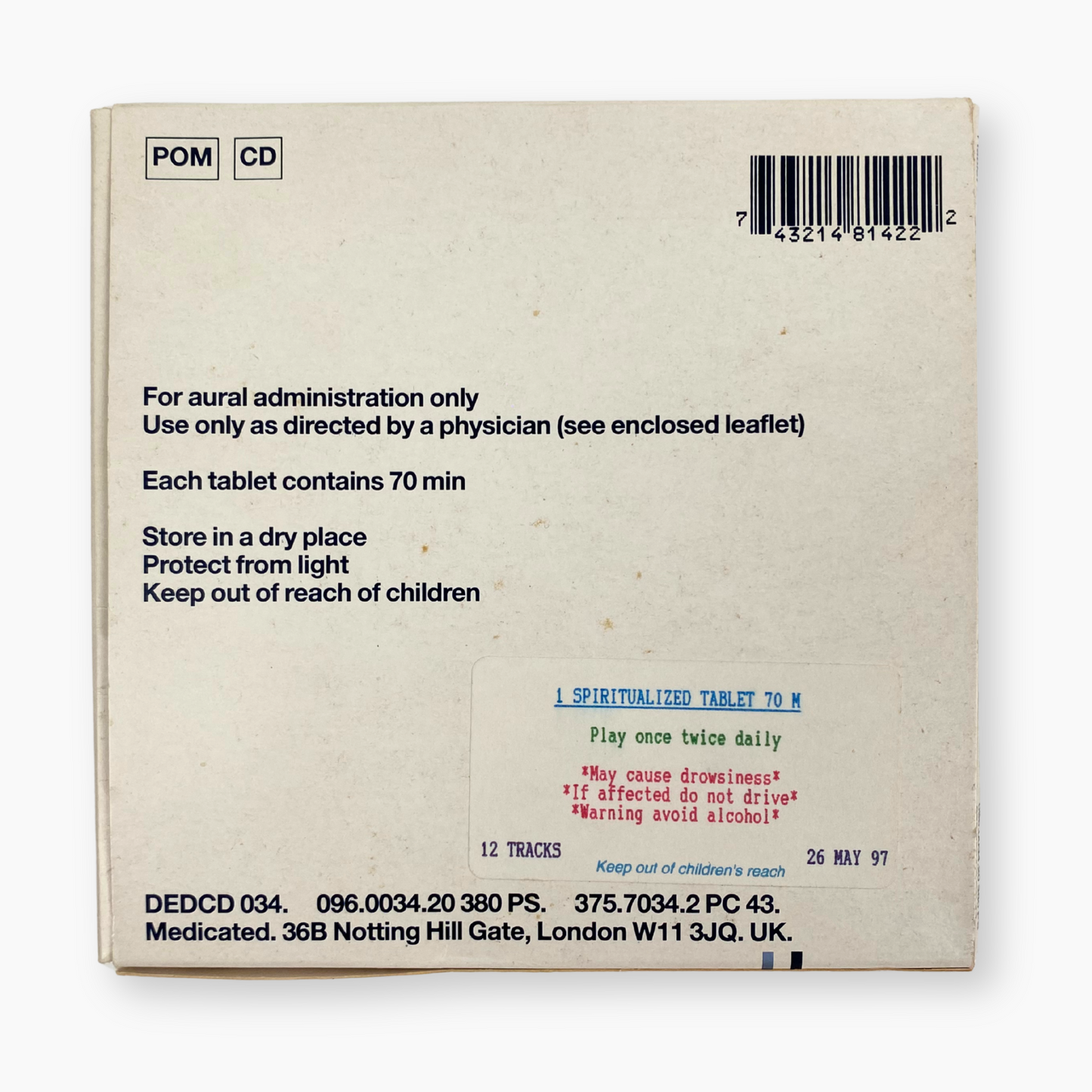 1997 SPIRITUALIZED 'LADIES AND GENTLEMEN...' LIMITED UK EDITION CD