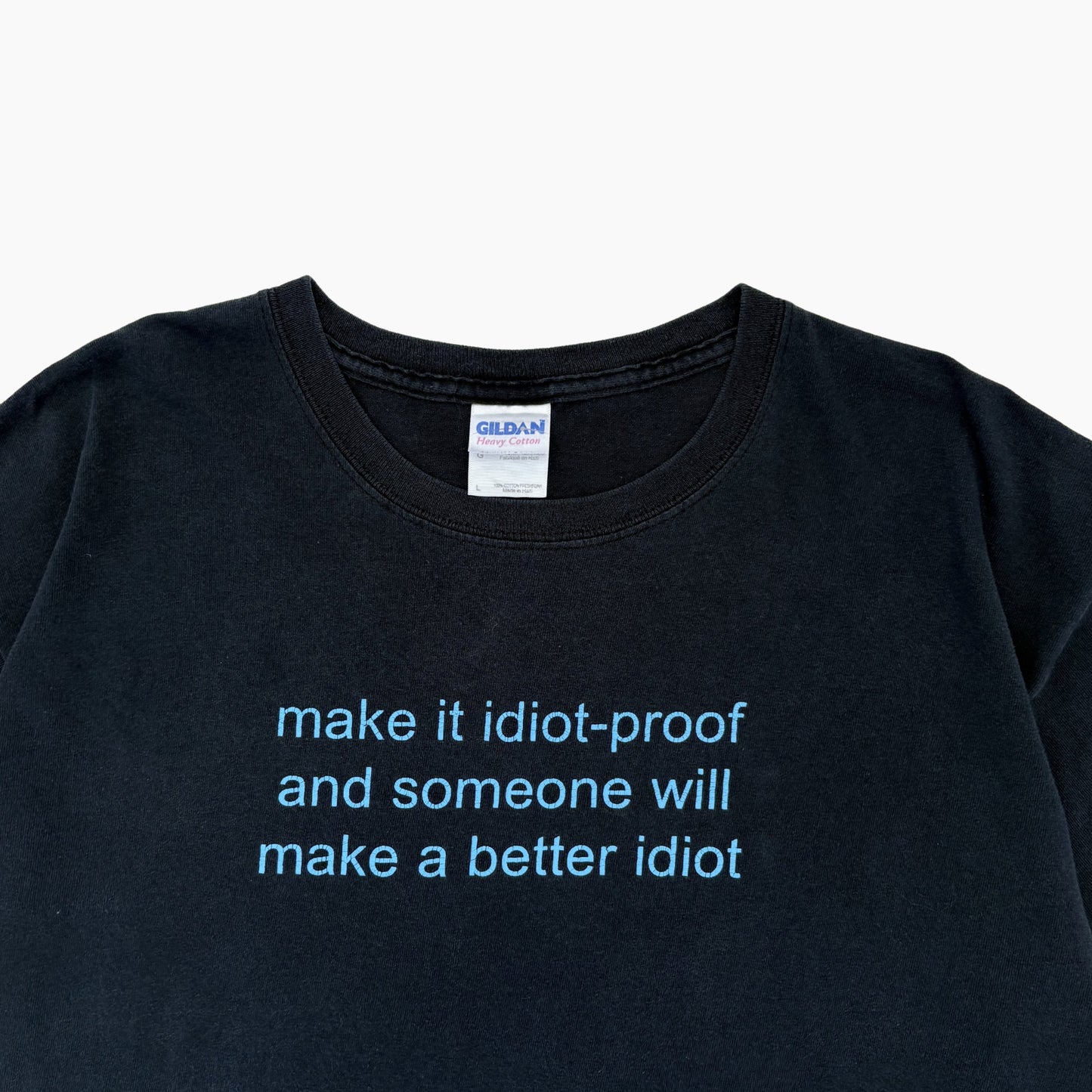 MID 00S 'IDIOT PROOF' T-SHIRT | L