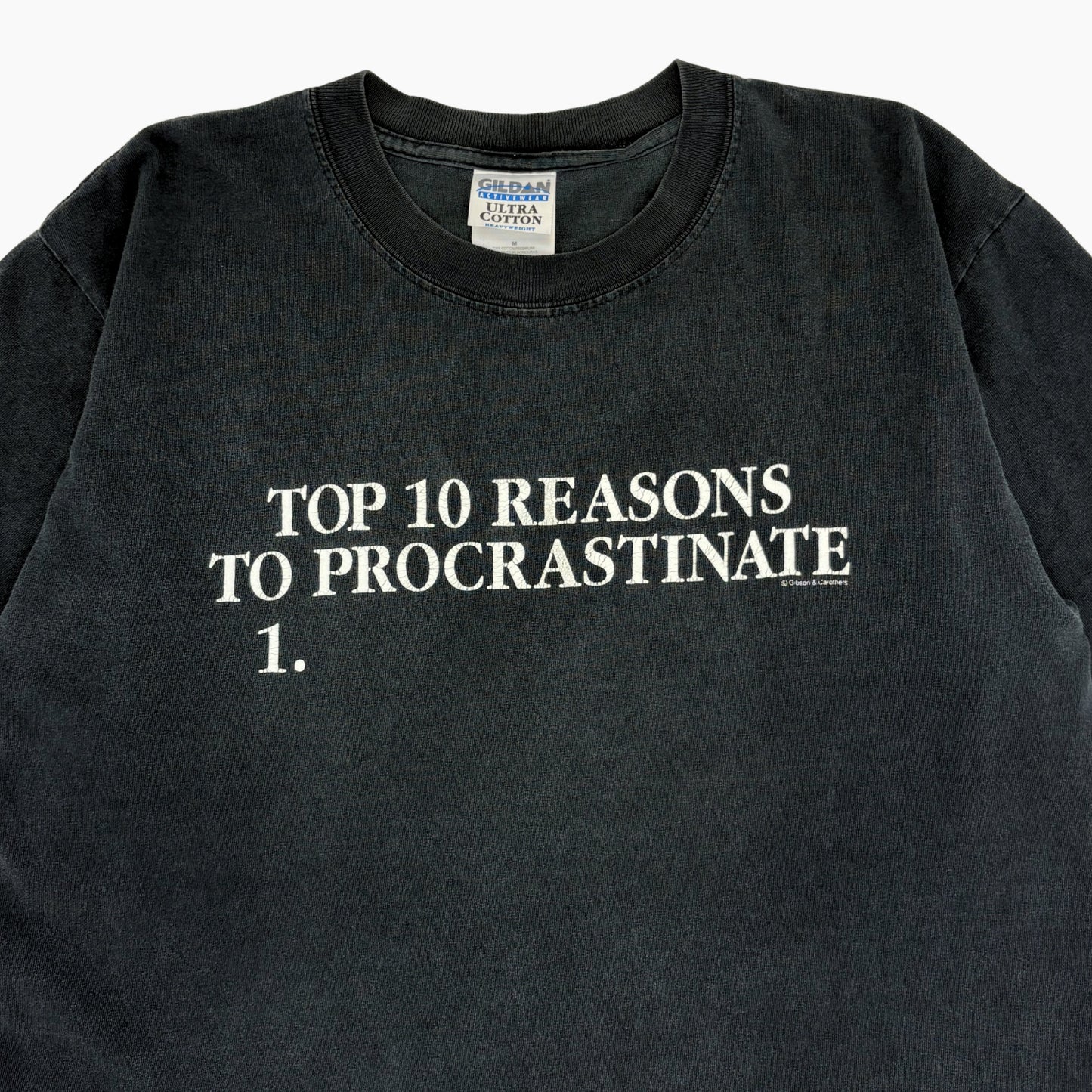 EARLY 00S 'REASONS TO PROCRASTINATE' T-SHIRT | M/L