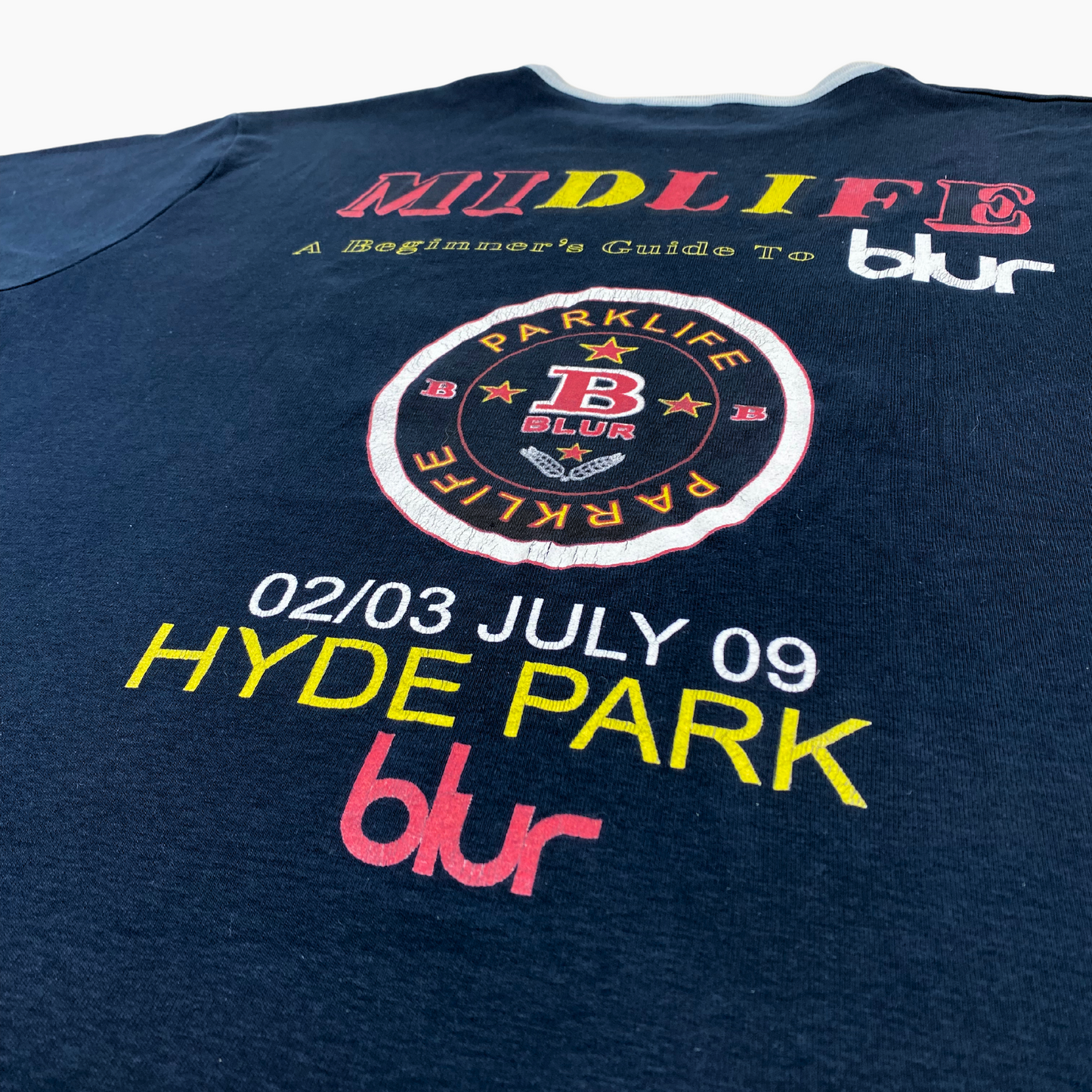 2009 BLUR LIVE AT HYDE PARK RINGER T-SHIRT | L