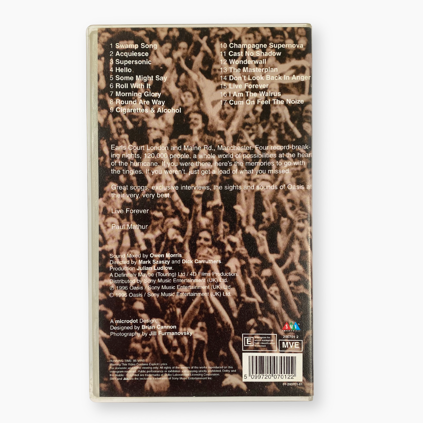1996 OASIS 'THERE AND THEN' VHS