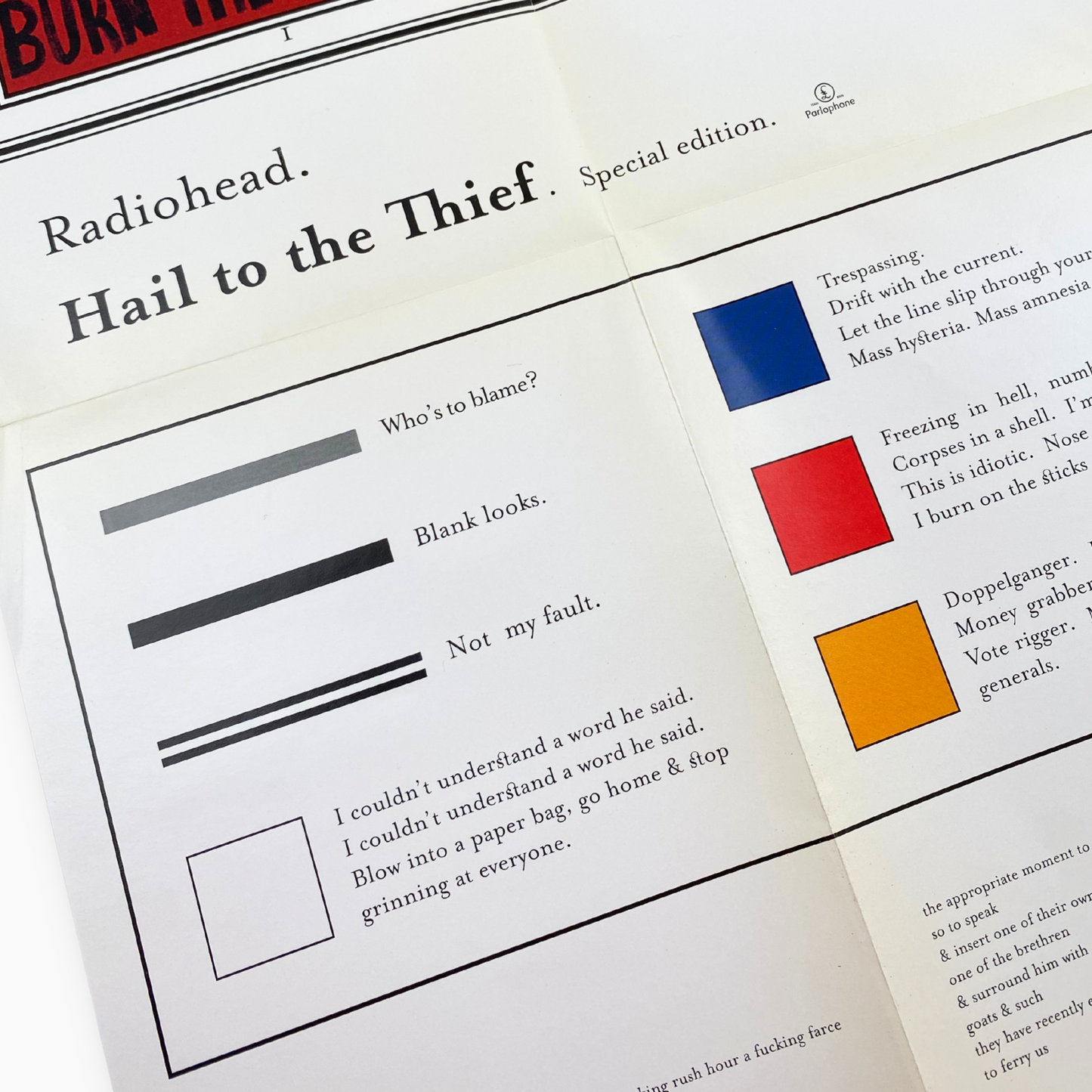 2003 RADIOHEAD HAIL TO THE THIEF CD LIMITED UK EDITION MAP
